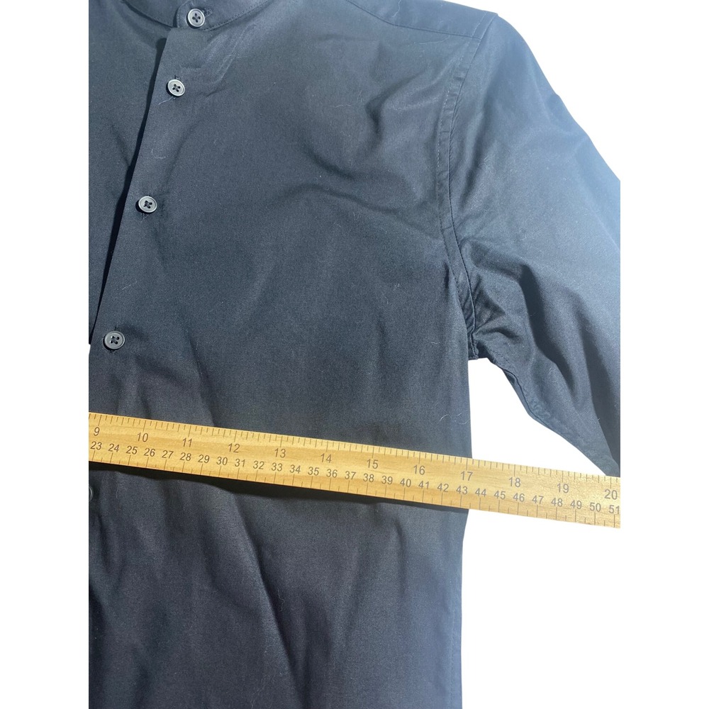 ASOS Grandad Collar Shirt Mens S Black  Slim Fit Hidden Placket Long Slv - Picture 5 of 9